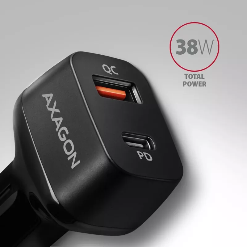 AXAGON PWC-PQ38 38W autolaturi 2x portti USB-A+C