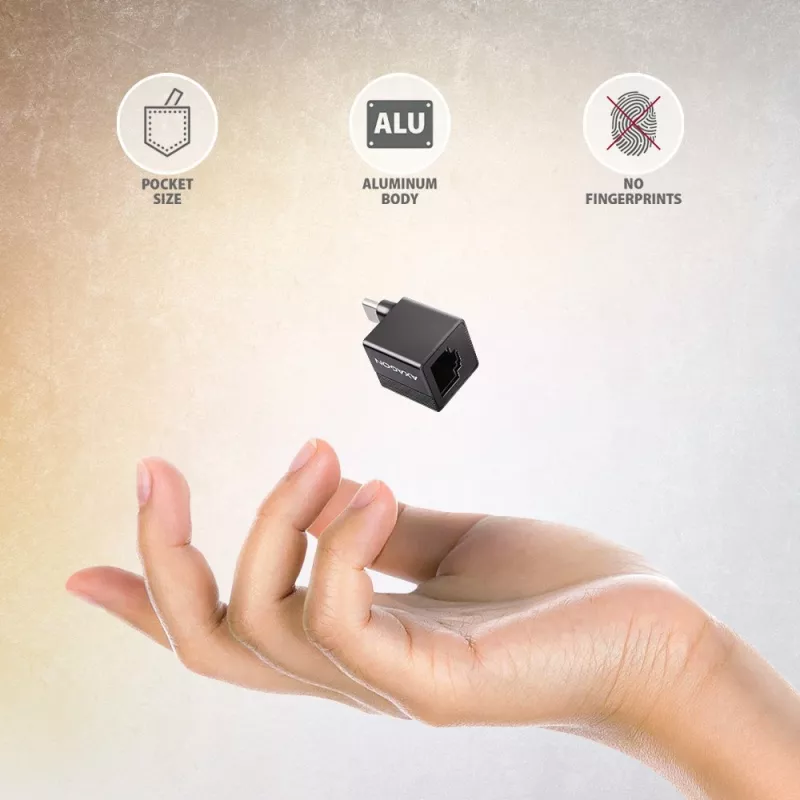 AXAGON ADE-MINIC USB-C 3.2 Gen 1 Gigabit Ethernet -minisovitin, musta