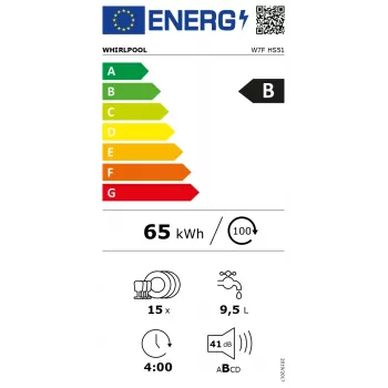 Whirlpool W7F HS51 vapaasti seisova 15 astiastoa B