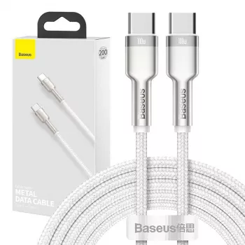 Kaapeli USB-C–USB-C Baseus Cafule, 100W, 2m (valkoinen)