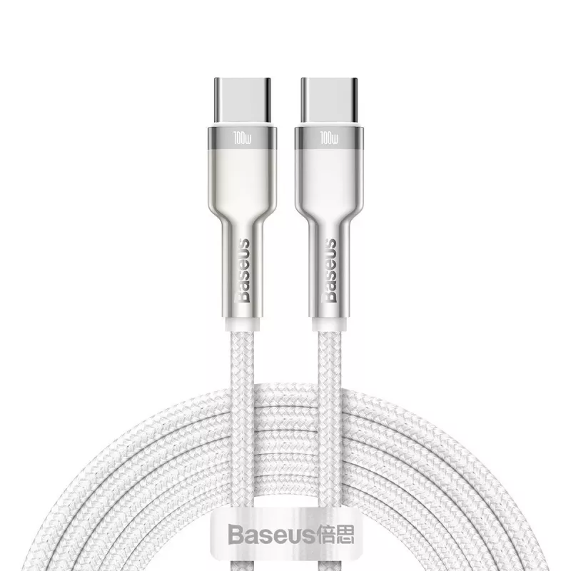 Kaapeli USB-C–USB-C Baseus Cafule, 100W, 2m (valkoinen)