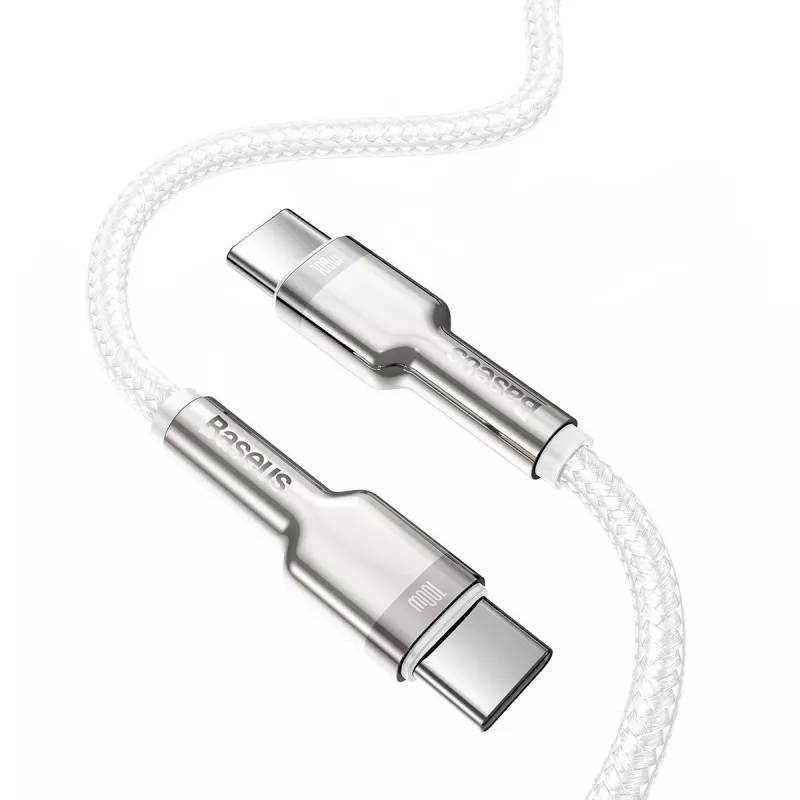 Kaapeli USB-C–USB-C Baseus Cafule, 100W, 2m (valkoinen)