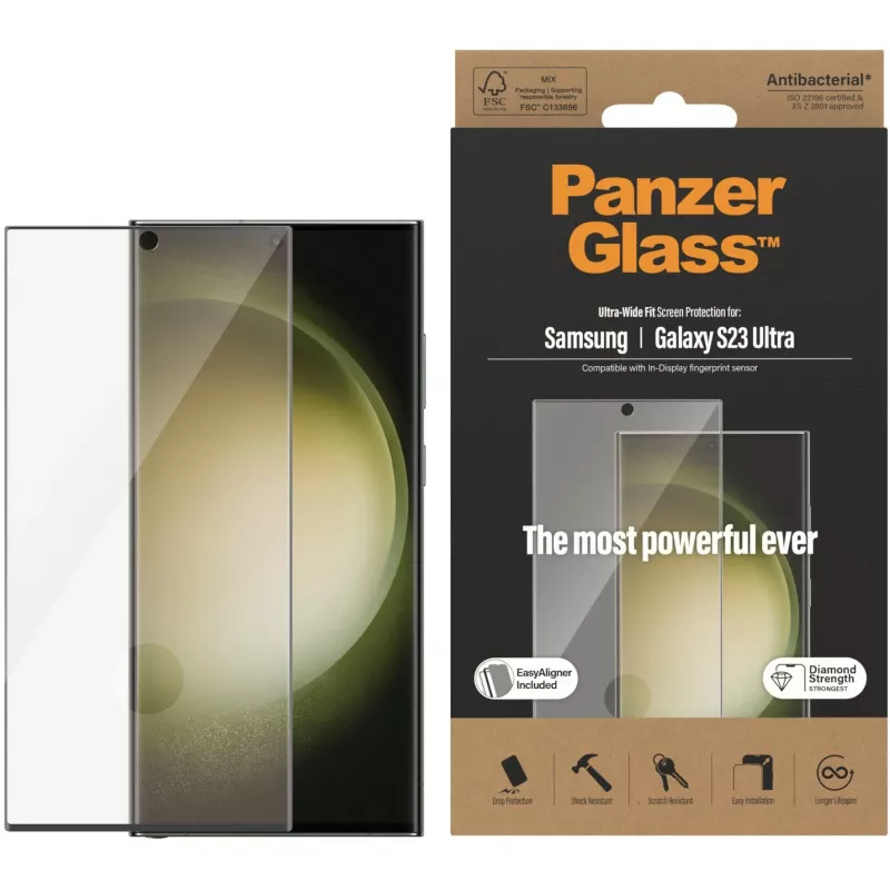 PanzerGlass Ultra-Wide Fit Sam S23 Ultra S918 näytönsuoja 7317 asennustyökalulla
