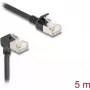 Delock RJ45 verkkokaapeli Cat.6A S/FTP ohut 90° ylöspäin kulma / suora 5 m musta (80290)