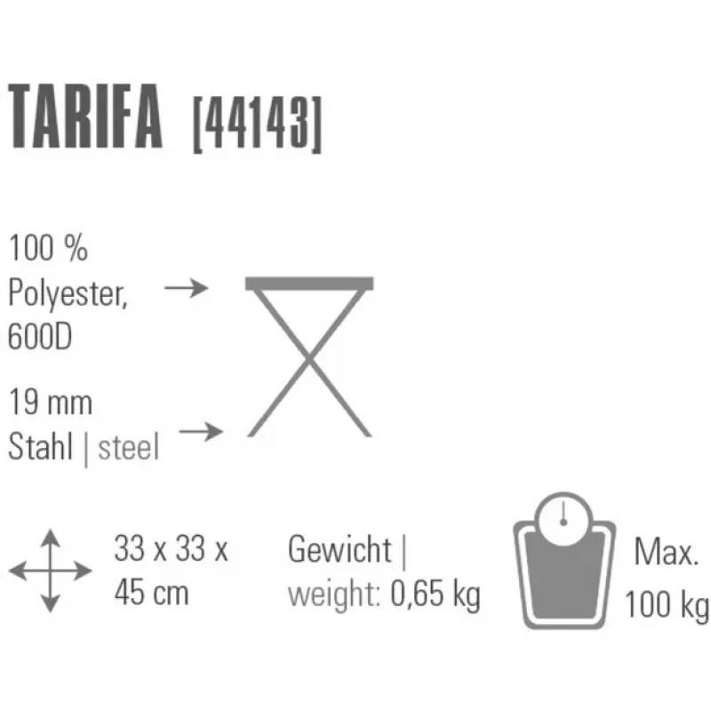 Retkeilytuoli Tarifa 44143 (tummanharmaa/sininen, kolmijalkainen jakkara)