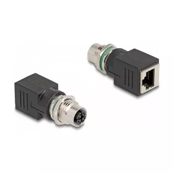 Delock M12-adapteri X-koodattu 8-pin liitin RJ45-liittimeen suora
