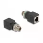 Delock M12-adapteri X-koodattu 8-pin pistoke RJ45-liittimeen suora