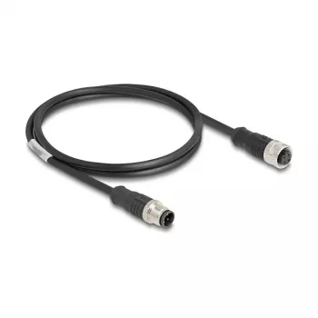 Delock M12-kaapeli D-koodattu 4-pin pistoke liittimeen PVC 1 m