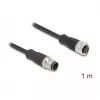 Delock M12-kaapeli D-koodattu 4-pin pistoke liittimeen PVC 1 m