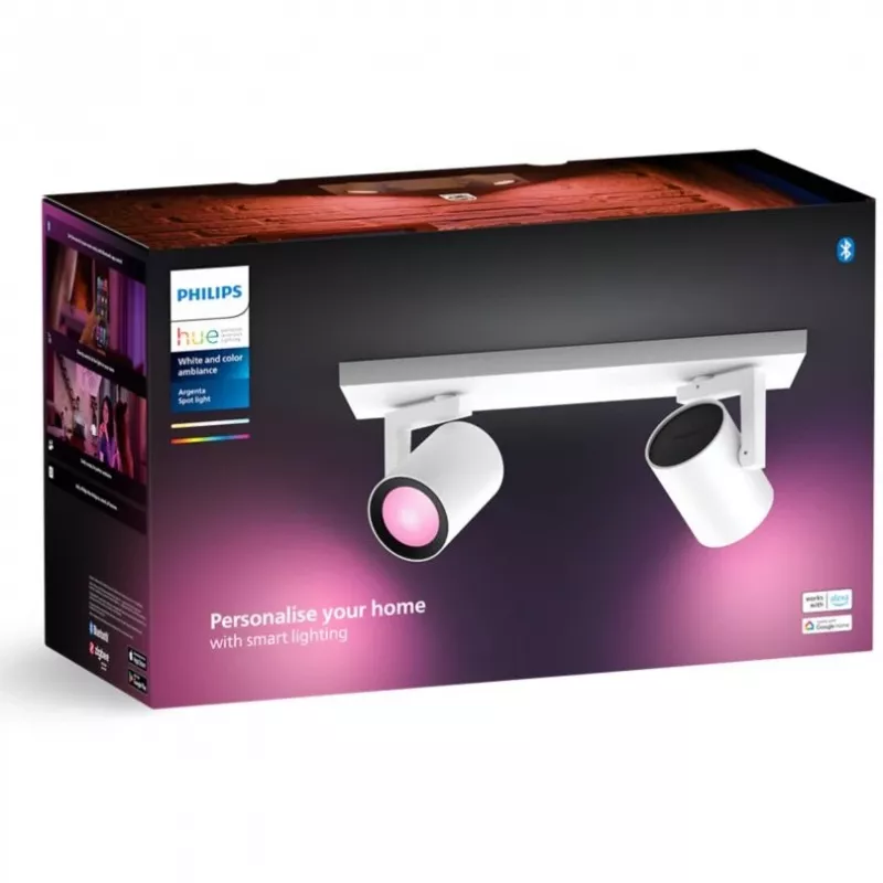 Philips Hue White&Col. Amb. Argenta -kohdevalaisin 2-lamp. valkoinen 2x4,2W.