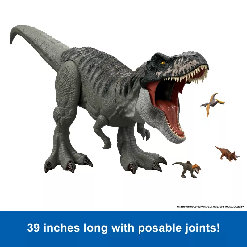 Jurassic World Rebirth Super Colossal Tyrannosaurus Rex -toimintahahmo, T-Rex dinosaurusten elokuvalelu