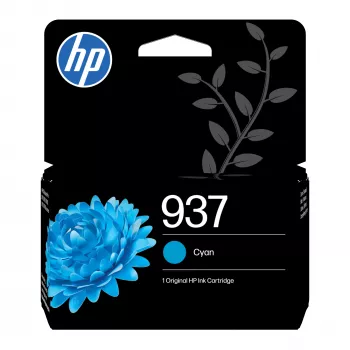 HP 937 syaani alkuperäinen mustekasetti, vakiokapasiteetti, syaani, 1 kpl, 800 sivua, yksittäispakkaus