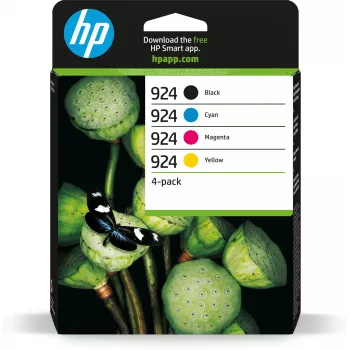 HP 924 CMYK alkuperäiset mustekasetit 4 kpl:n pakkaus, vakiokapasiteetti, musta, syaani, magenta, keltainen, 4 kpl, 500 sivua, 400 sivua, yksittäispakkaus