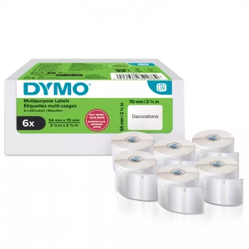 DYMO Original LabelWriter yleismerkit | 54 mm x 70 mm | itseliimautuva | 6 rullaa, joissa kussakin 320 helposti irrotettavaa tarraa (1 920 kpl) | LabelWriter-tarratulostimille | Valmistettu Euroopassa