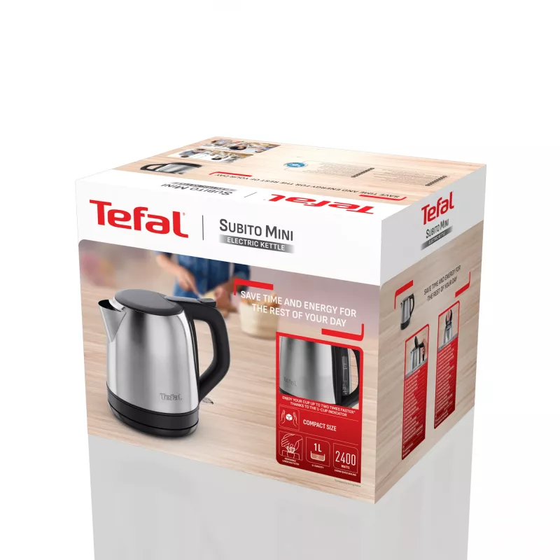 Tefal Subito Mini KO5S2DE0 vedenkeitin 1 l 2400 W musta, ruostumaton teräs