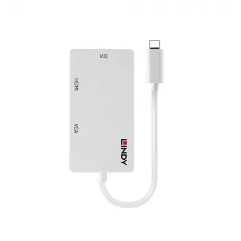 Lindy USB Type-C -kolminäyttömuunnin, 3840 x 2160 pikseliä