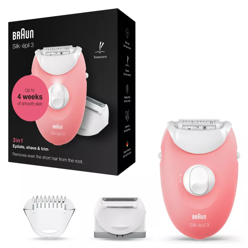 Braun Silk-epil 3-277 epilaattori, valkoinen/pinkki