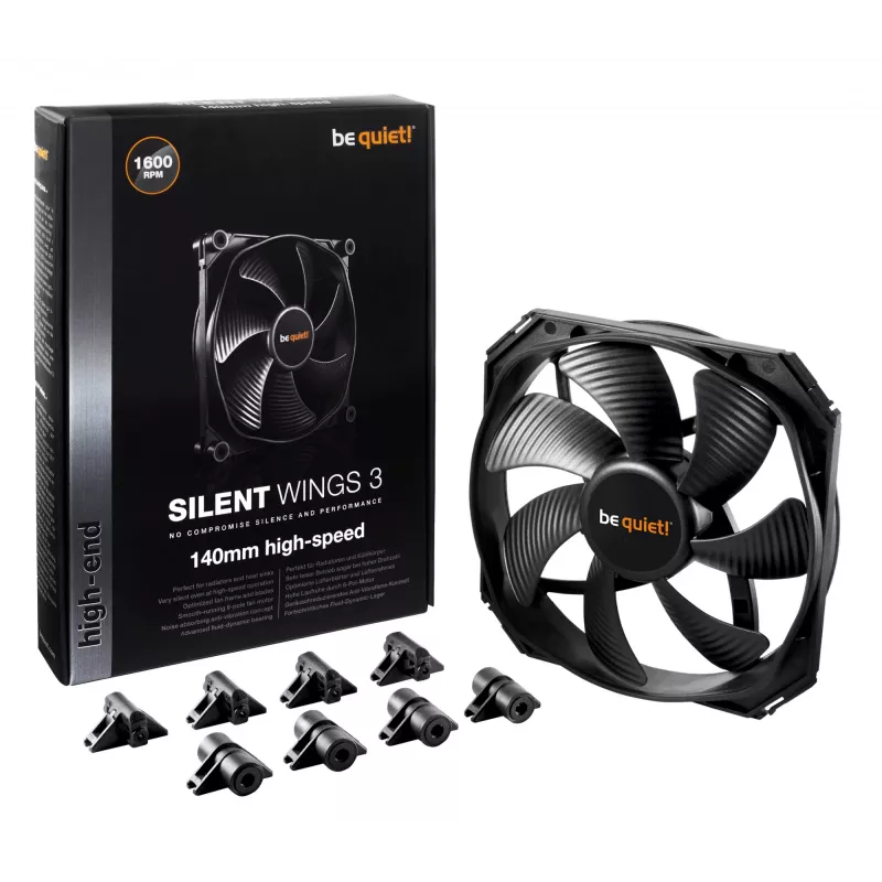 be quiet! SilentWings 3 tietokonekotelon tuuletin 14 cm musta
