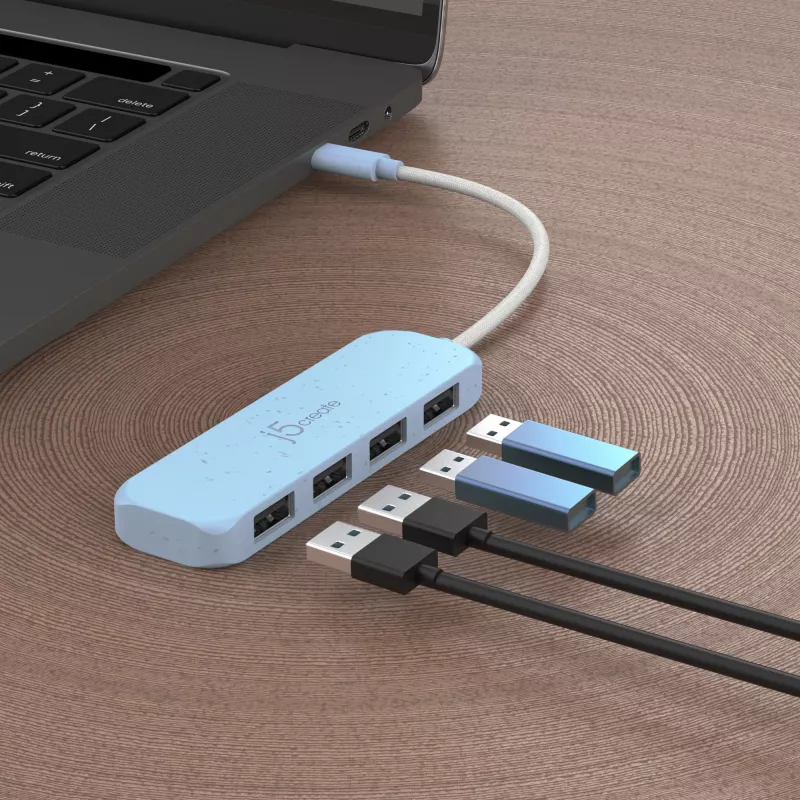 j5create ympäristöystävällinen USB-C–4-porttinen Type-A Gen 2 -keskitin