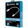Sandberg MicroUSB sync/latauskaapeli 0,2 m, 0,2 m, USB A, Micro-USB B, USB 2.0, valkoinen