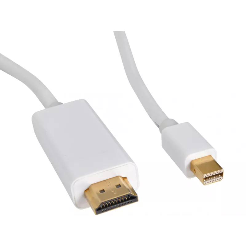 Sandberg MiniDP 1.2 > HDMI 4K 2m, 2 m, Mini DisplayPort, HDMI, uros, uros, valkoinen
