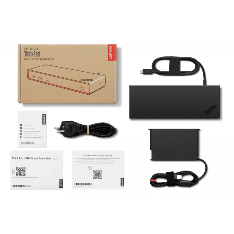 Lenovo ThinkPad USB4 Smart Dock 5500 135 W laturilla, johdollinen, musta