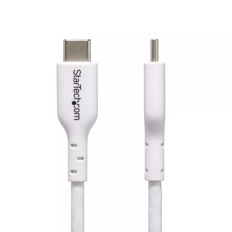 StarTech.com 1 m (3,3 ft) valkoinen USB-C-latauskaapeli 2 kpl:n pakkaus, USB-C-kaapeli, USB 2.0 Type-C kannettavan tietokoneen latauskaapeli, 60 W 3 A Power Delivery, TPE-päällyste, USB-C-tiedonsiirtokaapeli, M/M