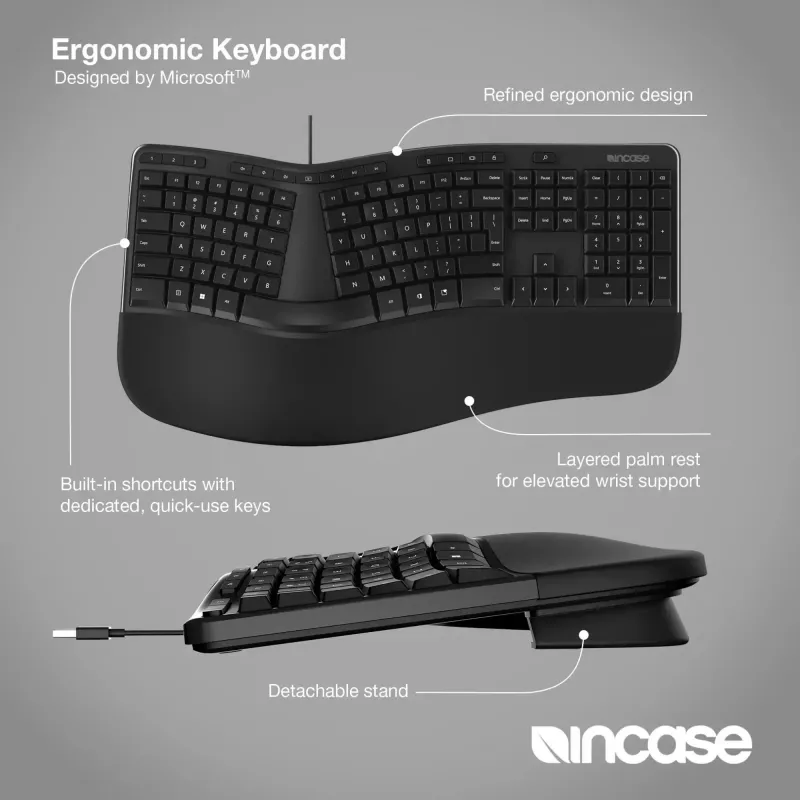Incase Designed by Microsoft ergonominen näppäimistö Office USB QWERTY musta