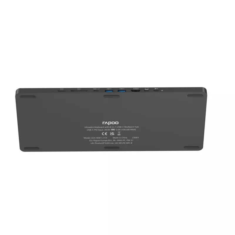 Rapoo UCK-6001 erittäin ohut näppäimistö 8-in-1 USB-C-monitoimisovittimella, QWERTZ