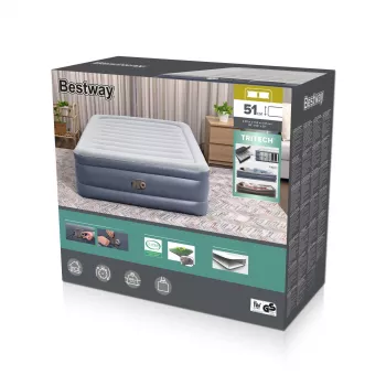 Bestway Tritech ilmapatja Queen integroidulla AC-pumpulla ja antimikrobisella pinnoitteella 2,03 m x 1,52 m x 51 cm
