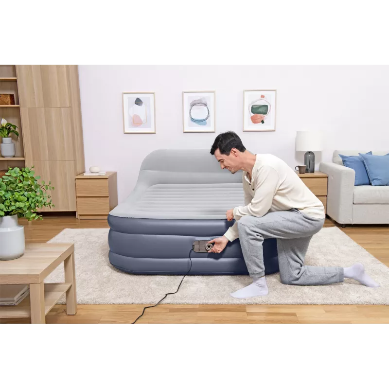 Bestway Tritech SleekFlow päätyilmapatja Queen integroidulla AC-pumpulla ja antimikrobisella pinnoitteella 2,26 m x 1,52 m x 84 cm
