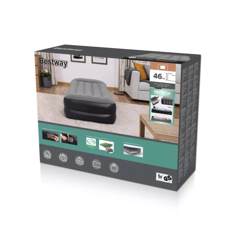 Bestway Tritech ilmapatja Twin integroidulla AC-pumpulla ja antimikrobisella pinnoitteella 1,91 m x 97 cm x 46 cm