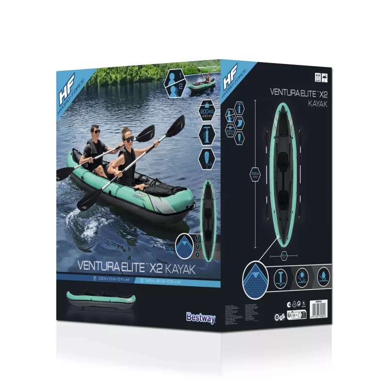 Bestway Hydro-Force Ventura Elite X2 ilmalla täytettävä kajakkisetti 3,30 m