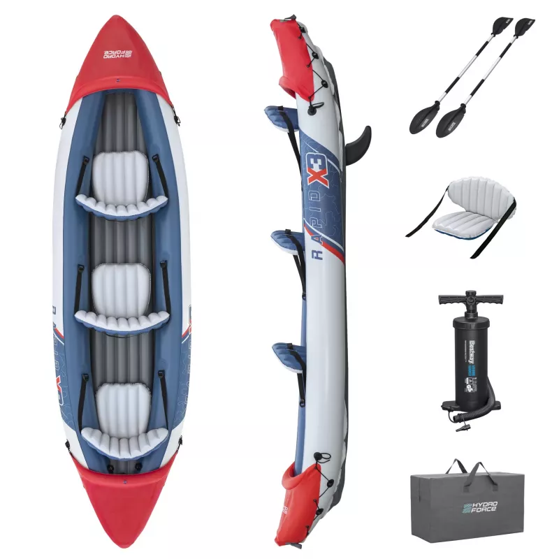 Bestway Hydro Force Rapid X3 ilmalla täytettävä 3 hengen kajakkisetti 3,81 m