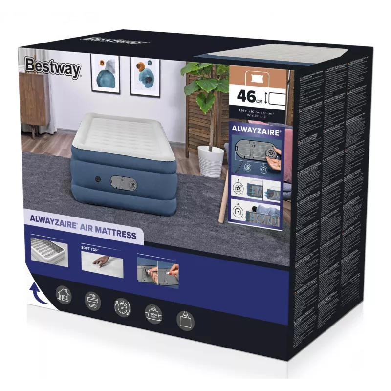 Bestway AlwayzAire Twin ilmasänky integroidulla kaksoispumpulla 1,91 m x 97 cm x 46 cm