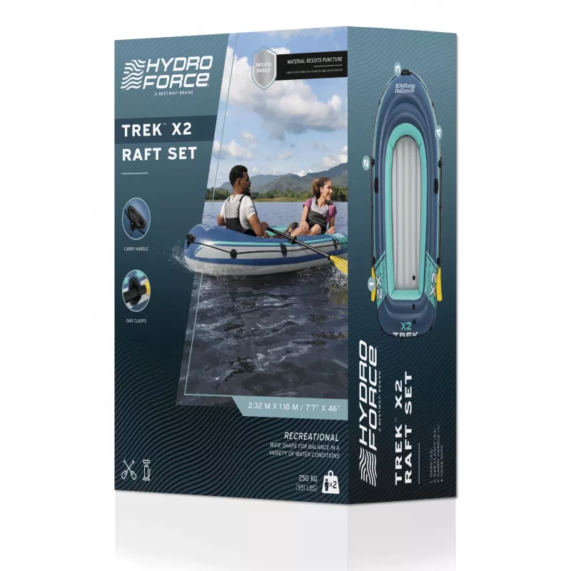 Bestway Hydro Force Trek X2 ilmalla täytettävä 2 hengen lauttasetti 2,32 m