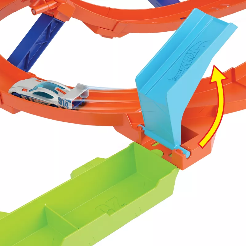 Hot Wheels Action Loop Cyclone Challenge -ratasarja 1:64-mittakaavan leikkiautolla, helppo säilytys