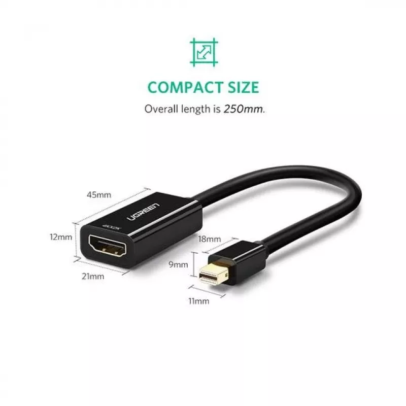 Ugreen 40360 videokaapeliadapteri 0,25 m Mini DisplayPort HDMI musta