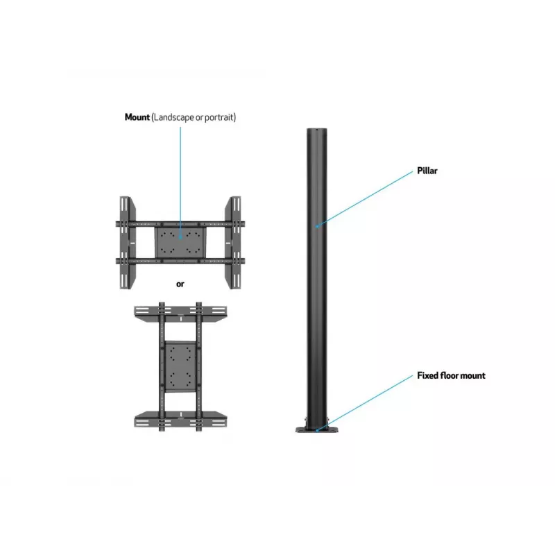 Multibrackets M Display Stand 180 Single musta lattiasennuksella