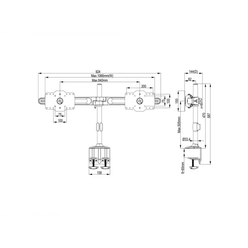 Multibrackets M VESA Desktopmount Dual Desk Clamp 24 tuumaa-32 tuumaa