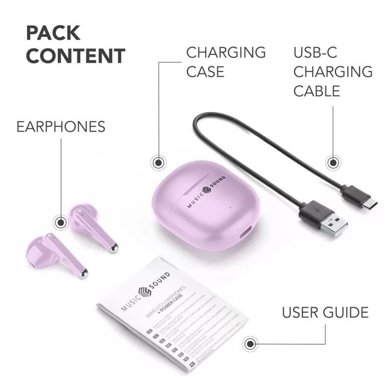 Music Sound Breeze kapseli-Bluetooth-kuulokkeet värillisellä kotelolla