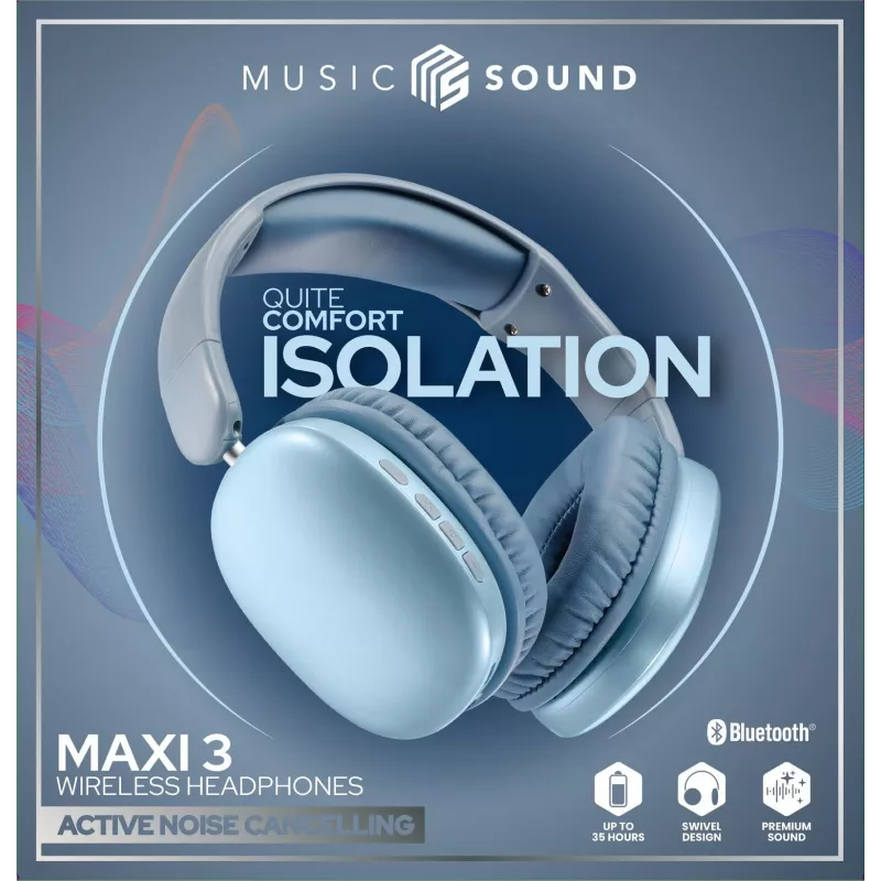 Music Sound MAXI3 MAXI3 langattomat Over-Ear-kuulokkeet aktiivisella melunvaimennuksella