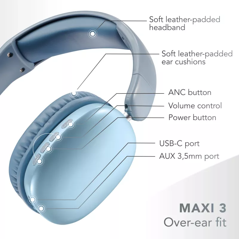 Music Sound MAXI3 MAXI3 langattomat Over-Ear-kuulokkeet aktiivisella melunvaimennuksella