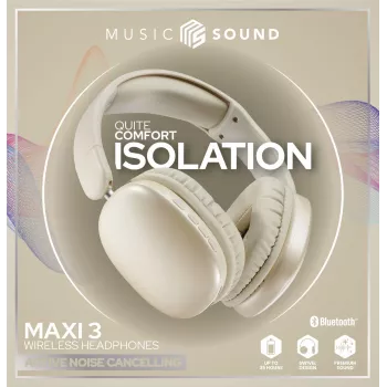 Music Sound MAXI3 MAXI3 langattomat Over-Ear-kuulokkeet aktiivisella melunvaimennuksella: mukaansatempaava ja häiriötön kuuntelukokemus, jopa 35 tunnin akunkesto. Moderni muotoilu, mukavuus, tyyli ja voimakas, vallankumouksellinen ääni.