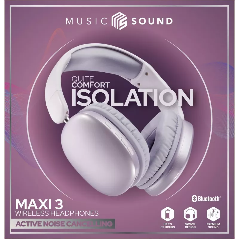 Music Sound MAXI3 MAXI3 langattomat Over-Ear-kuulokkeet aktiivisella melunvaimennuksella