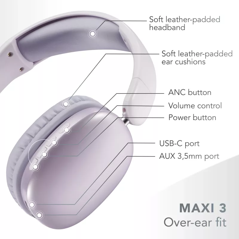 Music Sound MAXI3 MAXI3 langattomat Over-Ear-kuulokkeet aktiivisella melunvaimennuksella
