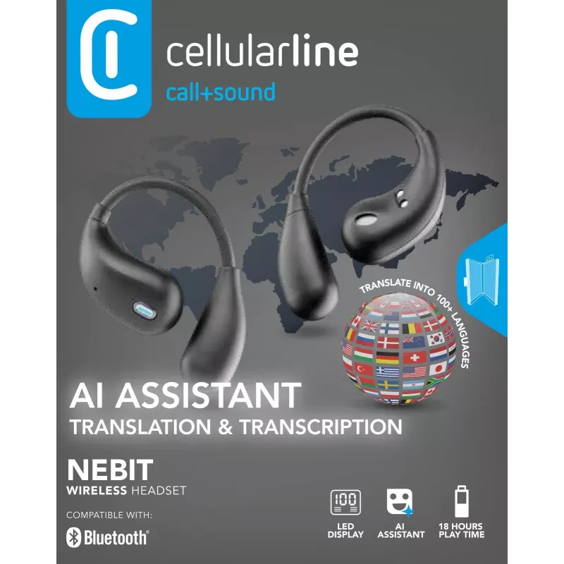 Cellularline Nebit – TWS Translator NEBIT TWS nappikuulokkeet reaaliaikaisella käännöstoiminnolla