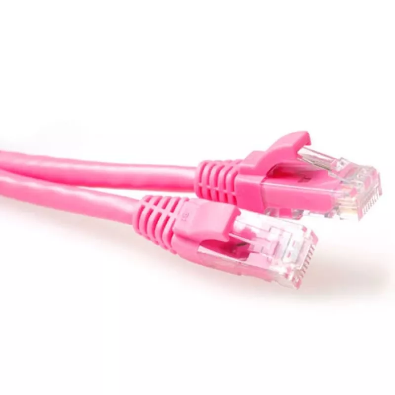 ACT pinkki 15 m U/UTP CAT6 verkkokaapeli, ilman lukituskieltä RJ45-liittimillä