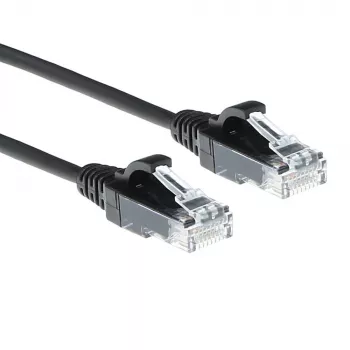 ACT musta 0,5 m LSZH U/UTP CAT6 datakeskus Slimline -patchkaapeli ilman lukituskielekettä RJ45-liittimillä