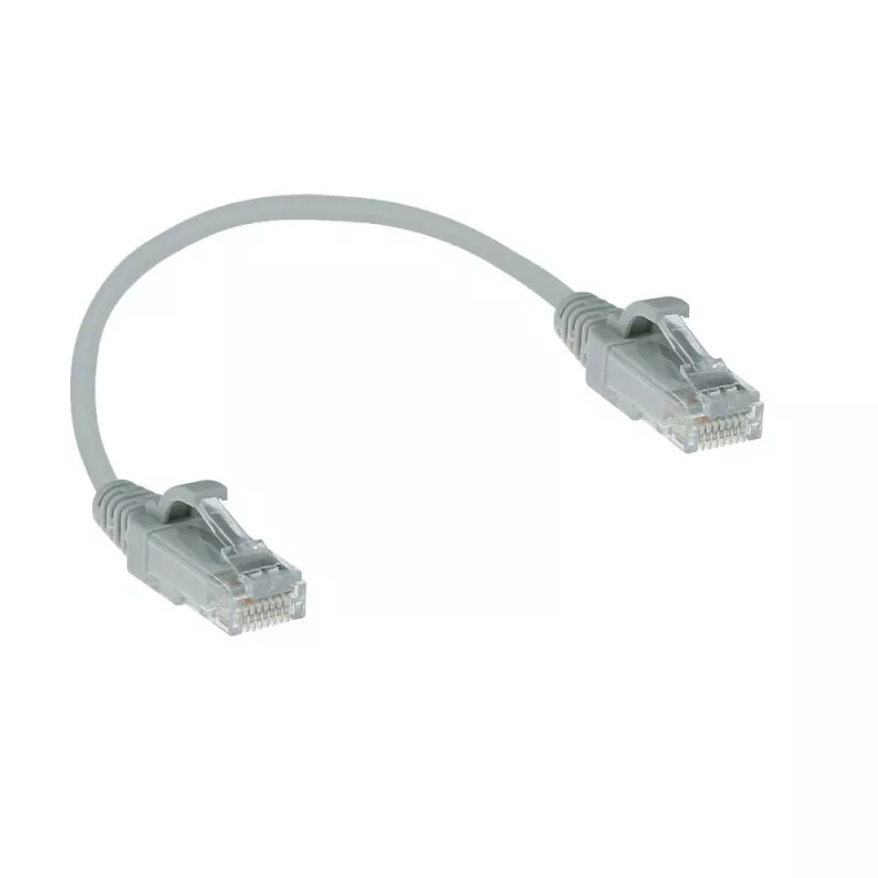 ACT harmaa 0,15 m LSZH U/UTP CAT6 datakeskus Slimline -patchkaapeli ilman lukituskielekettä RJ45-liittimillä